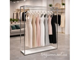 Стійка для весільних та вечірніх суконь 1500×400×2200 мм. хромована з полицею Стійка для весільних та вечірніх суконь 1500×400×2200 мм. хромована з полицею